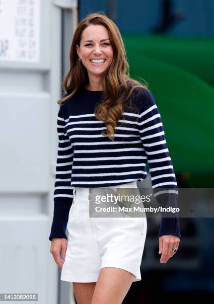 Catherine, Duchess of Cambridge visits the 1851 Trust and the Great Britain SailGP Team on July 31, 2022 in Plymouth, England. During the visit, the...