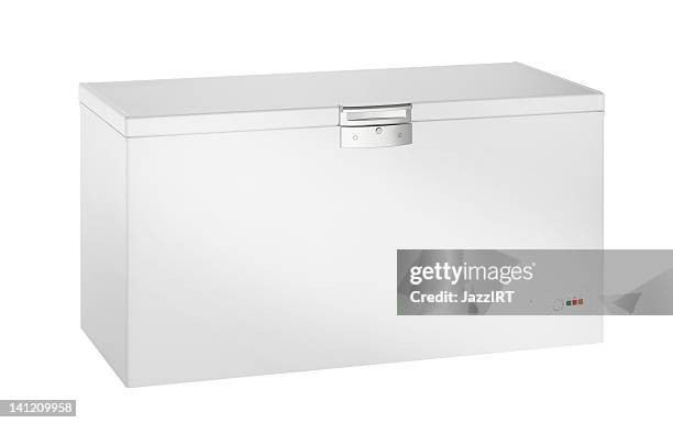deep freezer (isolated with clipping path over white background) - freezer stock pictures, royalty-free photos & images