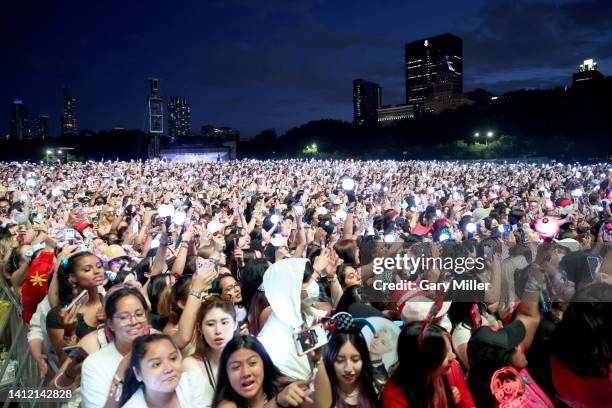 Fans waiting for J-Hope to take the stage during day 4 of Lollapalooza at Grant Park on July 31, 2022 in Chicago, Illinois.