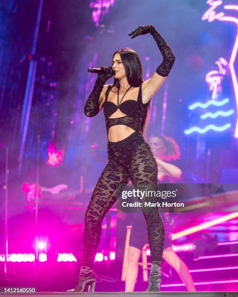 Dua Lipa performs at the Osheaga Music and Arts Festival at Parc Jean-Drapeau on July 31, 2022 in Montreal, Quebec.