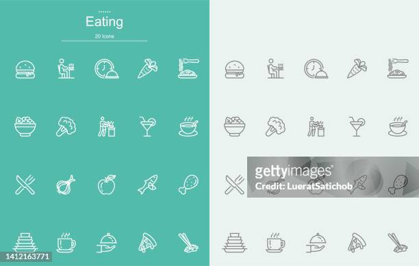 eating line icons - essential services icon stock illustrations