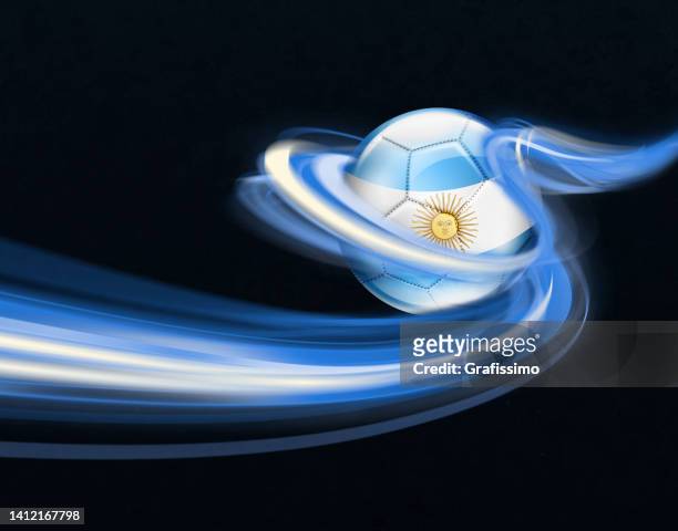 argentinien fußball mit nationalflagge lichtstrahl - argentina national football team stock-grafiken, -clipart, -cartoons und -symbole