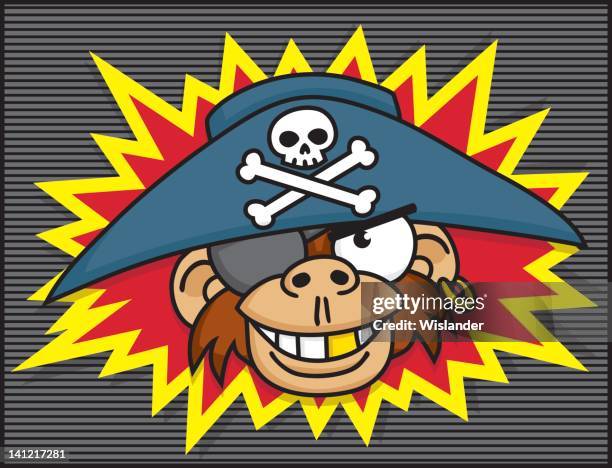 pirate monkey - capped tooth stock-grafiken, -clipart, -cartoons und -symbole