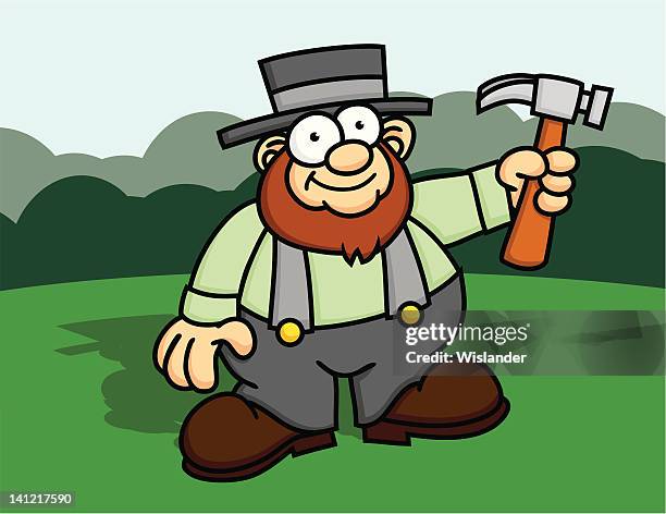 ilustrações de stock, clip art, desenhos animados e ícones de amish homem com martelo - amish