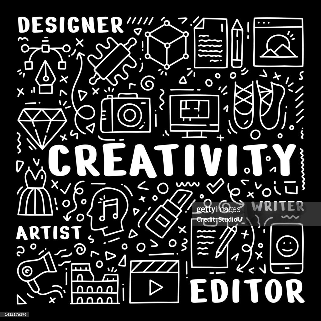 Job Drawing Creative Creative Occupations Hand Drawn Doodle Concept High-Res Vector Graphic ...