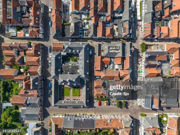 elburg ancient walled town seen from above - netherlands aerial stock pictures, royalty-free photos & images