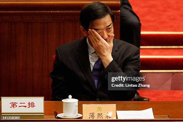 China's Chongqing Municipality Communist Party Secretary Bo Xilai attends closing session of the National Committee of the Chinese People's Political...