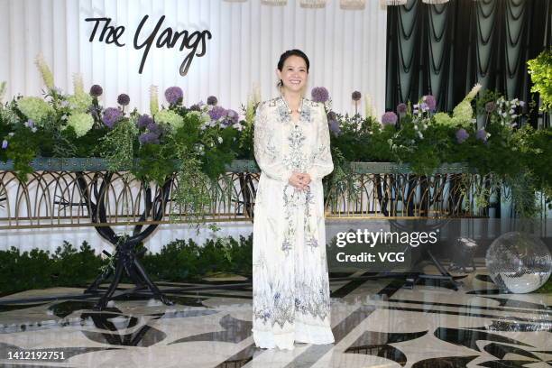 Hostess Bowie Tsang attends actor Tony Yang and Melinda Wang's wedding ceremony on July 31, 2022 in Taipei, Taiwan of China.