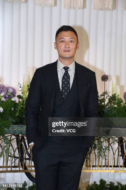 Actor Shawn Yue Man-lok attends actor Tony Yang and Melinda Wang's wedding ceremony on July 31, 2022 in Taipei, Taiwan of China.