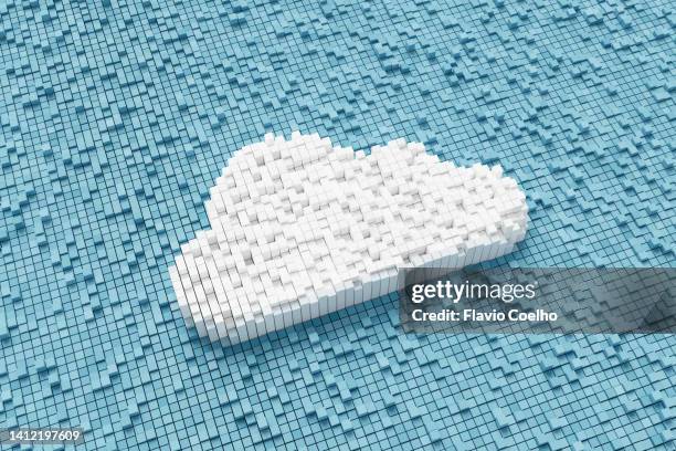 blockchain cloud computing in 3d concept - cloud computing 3d stock pictures, royalty-free photos & images