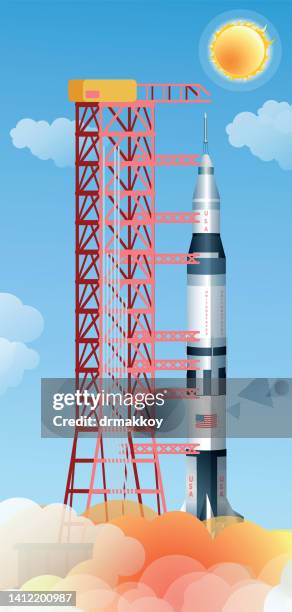 saturn 5 rocket - saturn 5 rocket stock illustrations