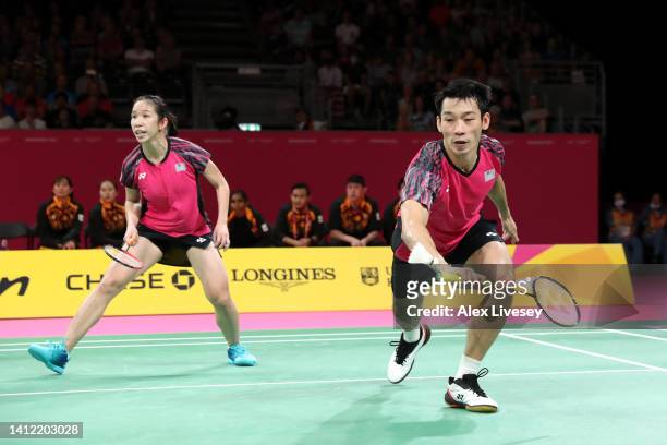 Peng Soon Chan competes during the Mixed Team Semi-Final 1 Badminton Match between Peng Soon Chan and Yee See Cheah of Team Malaysia and Marcus Ellis...