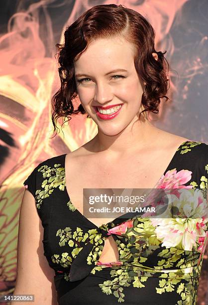Actress Brooke Bundy arrives for the premiere of Lionsgate's 'The Hunger Games' at Nokia Theatre L.A. Live on March 12, 2012 in Los Angeles,...