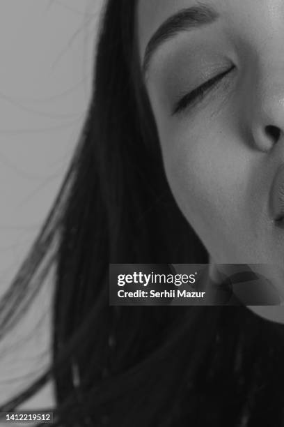 enjoyment on woman's face -stock photo - face eyes closed stock pictures, royalty-free photos & images