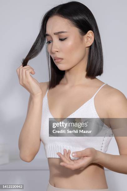 split ends of hair - stock photo - ストレートヘア ストックフォトと画像