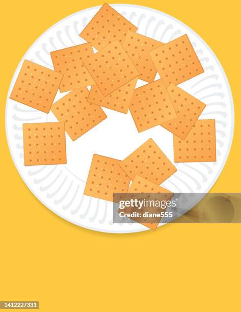 plate of cheese crackers design element - vector cheese and crackers stock illustrations