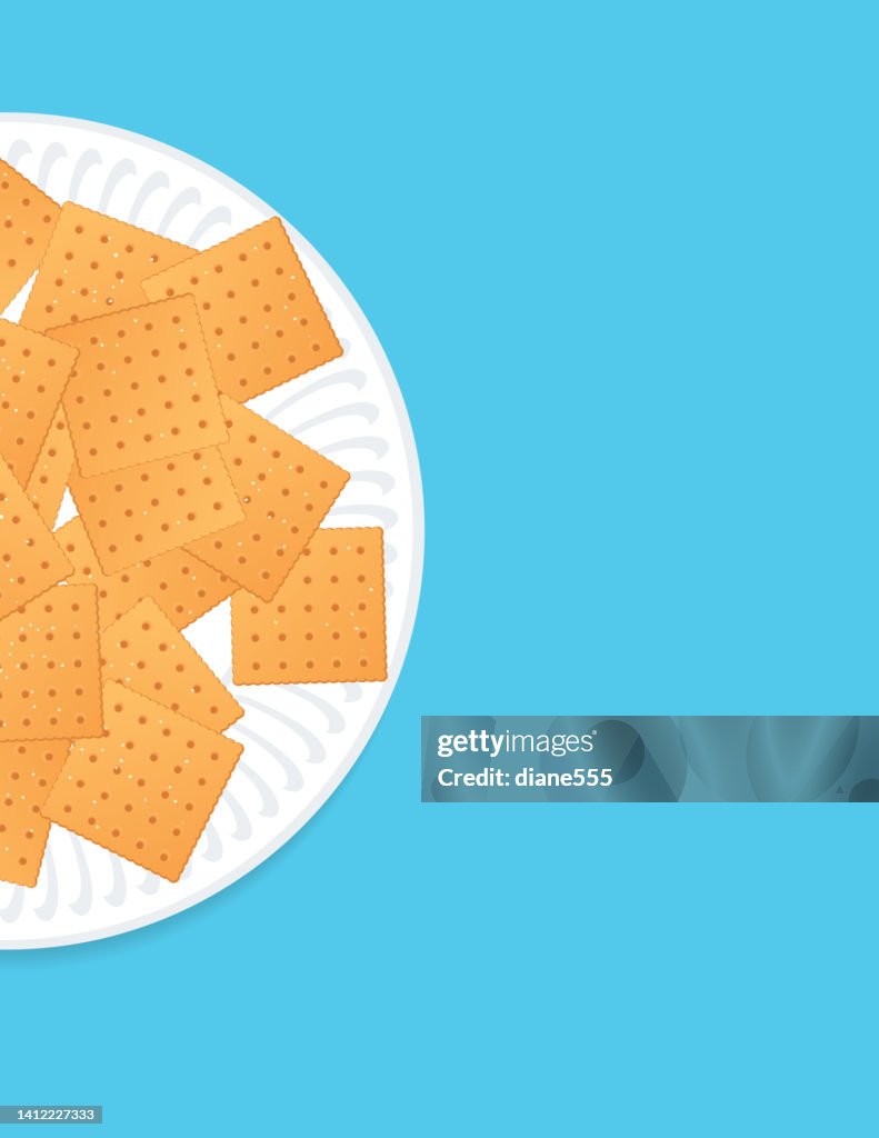 Plate of Cheese Crackers Design Element