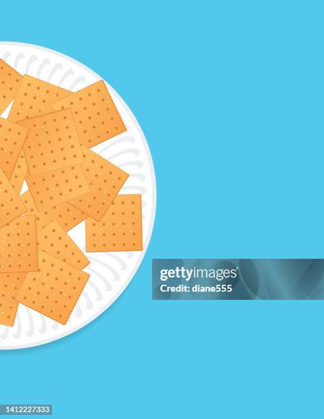 plate of cheese crackers design element - vector cheese and crackers stock illustrations