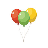 Balloon birthday isolated on white background. Three colorful balloons.