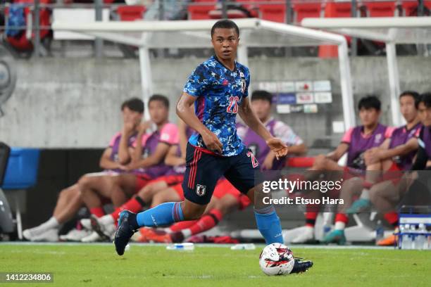 Joel chima Fujita of Japan in action during the EAFF E-1 Football Championship match between Japan and South Korea at Toyota Stadium on July 27, 2022...