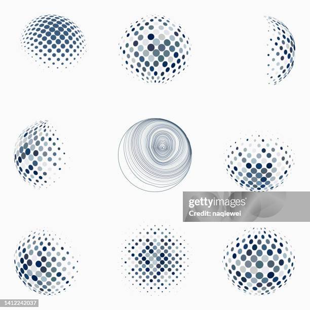 vector blau halbton polka dots sphere business icon set kollektion für design - interface dots stock-grafiken, -clipart, -cartoons und -symbole