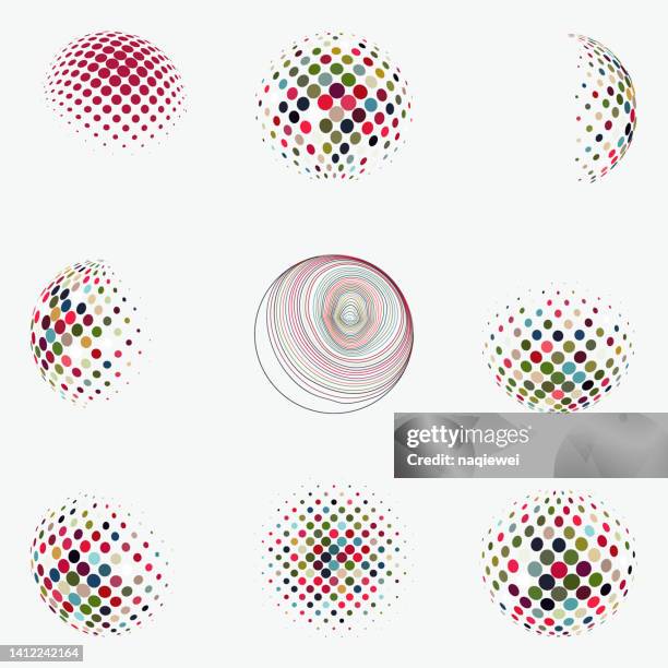 vector colorful half tone polka dots sphere business icon set collection - interface dots stock illustrations