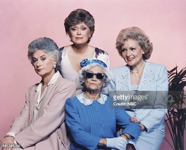 Season 1 -- Pictured: Bea Arthur as Dorothy Petrillo Zbornak, Rue McClanahan as Blanche Devereaux, Estelle Getty as Sophia Petrillo, Betty White as...