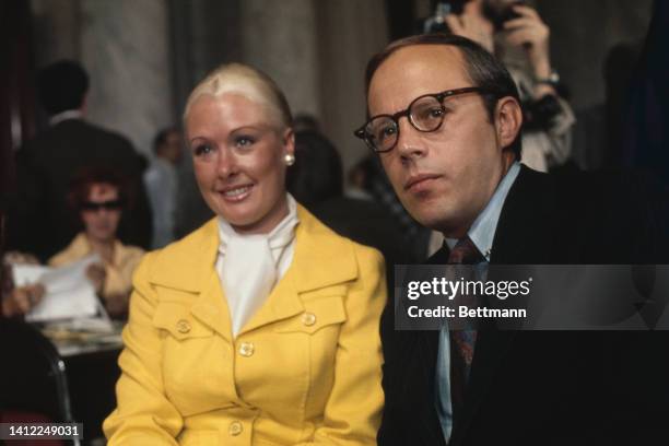 With his wife, Maureen Dean, in the Senate Watergate Committee hearing room for his second day of testimony, John W Dean III testified he was sure...