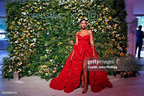 Maya Jama attends a gala hosted by GRM Daily ahead of the Rated Awards 2022 at Kensington Palace on August 01, 2022 in London, England.