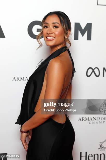 Kaz Crossley attends a gala hosted by GRM Daily ahead of the Rated Awards 2022 at Kensington Palace on August 01, 2022 in London, England.