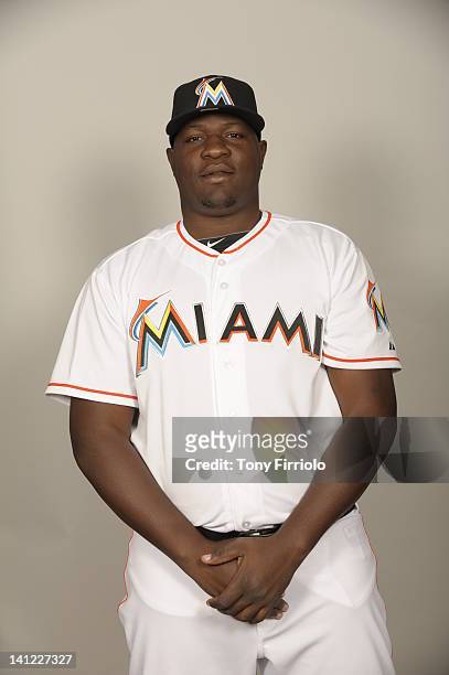 Jose Ceda of the Miami Marlins poses during Photo Day on Monday, February 27, 2012 at Roger Dean Stadium in Jupiter, Florida.