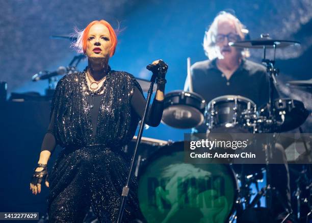 Shirley Manson of Garbage opens for Alanis Morissette at Rogers Arena on July 31, 2022 in Vancouver, British Columbia.