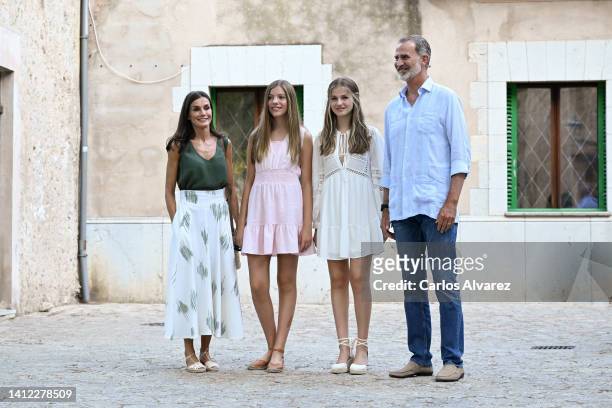 Queen Letizia of Spain, Princess Sofia of Spain, Princess Leonor of Spain and King Felipe VI of Spain visit the Cartuja of Valldemossa on August 01,...