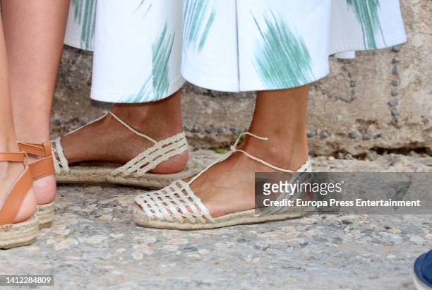 Queen Letizia of Spain, shoe detail, during her visit to the Cartuja de Valldemossa where they inaugurate their summer family vacations on August 1,...
