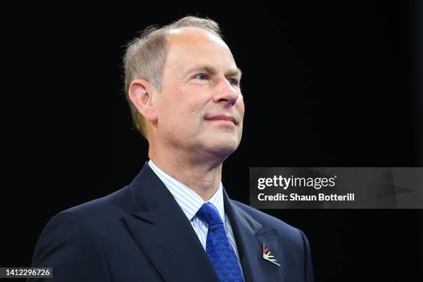 Prince Edward, Earl of Wessex looks on during day four of the Birmingham 2022 Commonwealth Games at Sandwell Aquatics Centre on August 01, 2022 on...