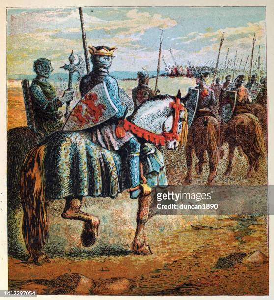 ilustrações, clipart, desenhos animados e ícones de robert curthose, ou roberto ii da normandia com seu exército durante a primeira cruzada - normandia