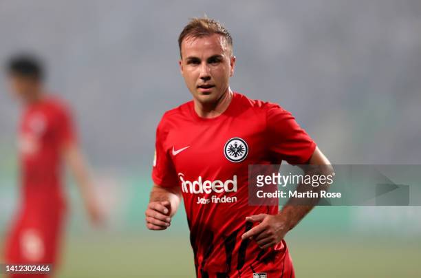 Mario Götze of Eintracht Frankfurt looks on during the DFB Cup first round match between 1. FC Magdeburg and Eintracht Frankfurt at MDCC Arena on...