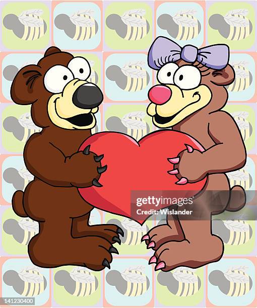 bears with heart 1 - child hugging teddy bear stock illustrations