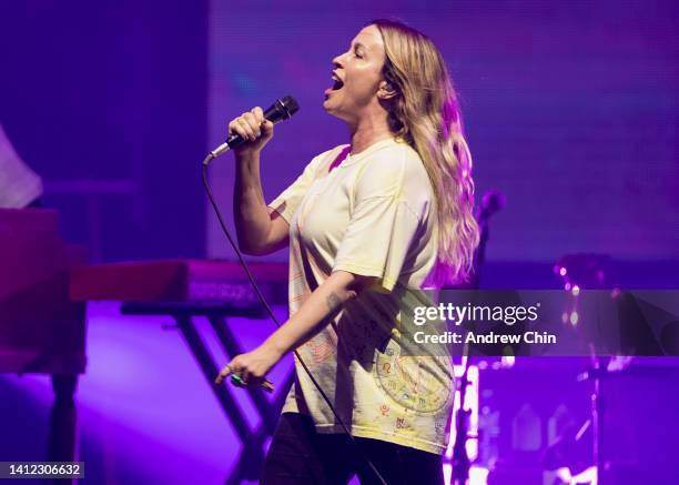 Alanis Morissette performs on stage at Rogers Arena on July 31, 2022 in Vancouver, British Columbia.