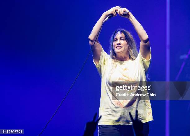 Alanis Morissette performs on stage at Rogers Arena on July 31, 2022 in Vancouver, British Columbia.