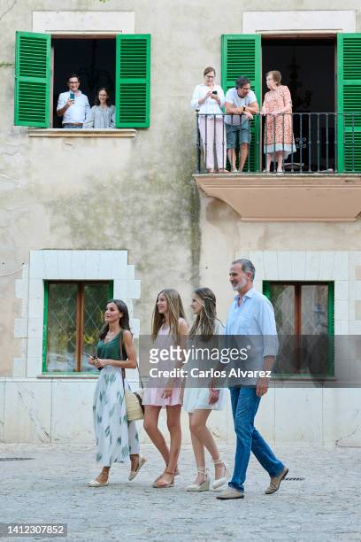 Queen Letizia of Spain, Princess Sofia of Spain, Crown Princess Leonor of Spain and King Felipe VI of Spain visit the Cartuja of Valldemossa on...