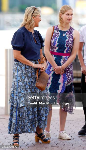 Sophie, Countess of Wessex and Lady Louise Windsor arrive at the NEC to attend the 2022 Commonwealth Games on August 1, 2022 in Birmingham, England.