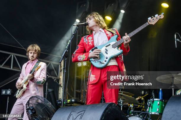 Oliver Leimbach and Louis Leimbach of the Australian band Lime Cordiale perform live on stage in support of Fat Freddys Drop during a concert at the...