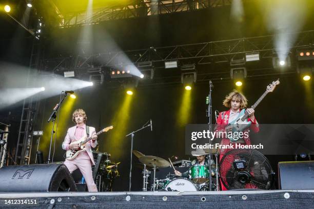 Oliver Leimbach and Louis Leimbach of the Australian band Lime Cordiale perform live on stage in support of Fat Freddys Drop during a concert at the...