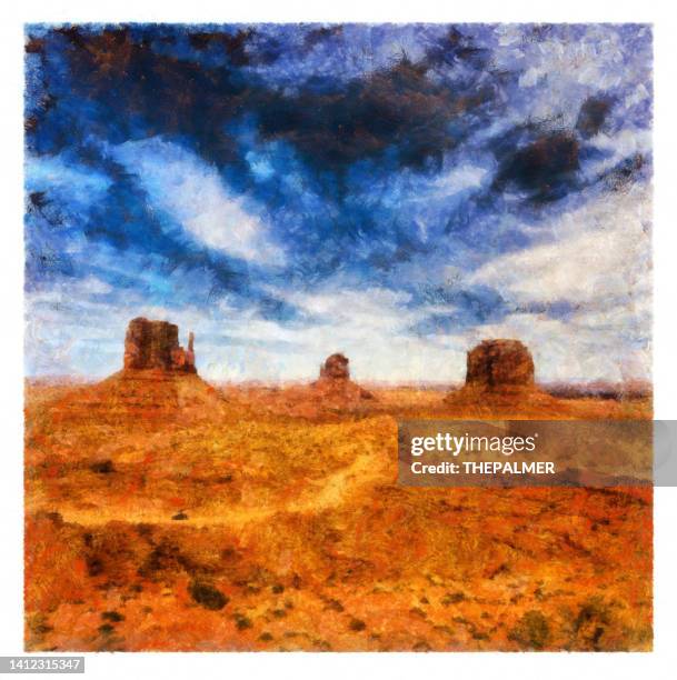 monument valley, utah  - digital manipulation - monument valley stock illustrations