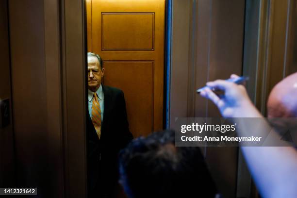 Sen. Pat Toomey walks out of the Senate Chambers during a nomination vote in the U.S. Capitol Building on August 01, 2022 in Washington, DC. The U.S....