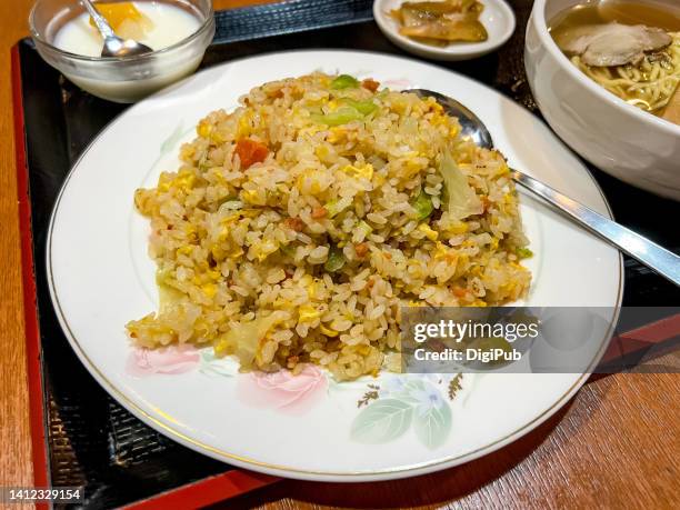 salmon lettuce fried rice - almond jelly stock pictures, royalty-free photos & images