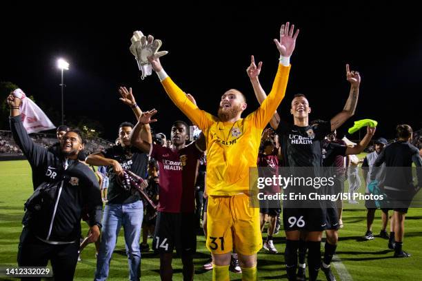 Sacramento Republic FC celebrates after U.S. Open Cup Semifinal game between Sporting Kansas City and Sacramento Republic FC at Heart Health Park on...