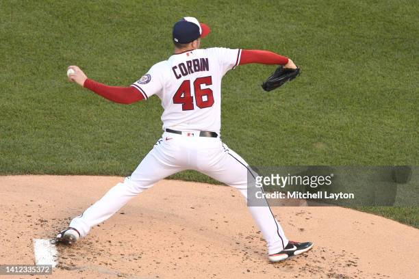 Patrick Corbin of the Washington Nationals pitches in the second inning against the New York Mets at Nationals Park at on August 1, 2022 in...