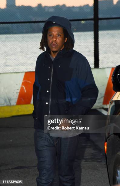Jay-Z is seen out and about in Manhattan on August 01, 2022 in New York City.